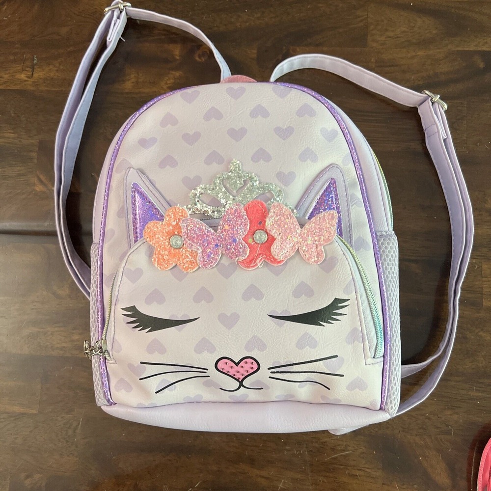 Miss OMG‎ Kitty Backpack Princess Crown Flowers Mini Kids Girl Lavender